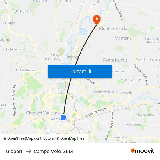 Gioberti to Campo Volo GEM map