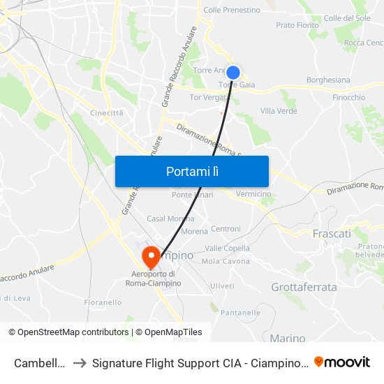 Cambellotti to Signature Flight Support CIA - Ciampino Airport map