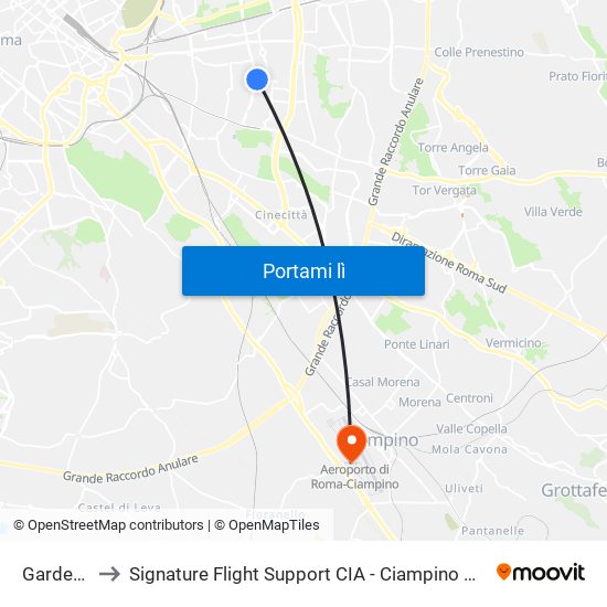 Gardenie to Signature Flight Support CIA - Ciampino Airport map