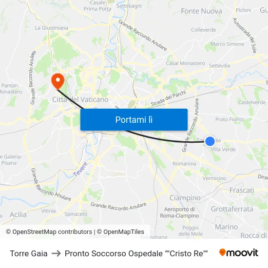 Torre Gaia to Pronto Soccorso Ospedale ""Cristo Re"" map