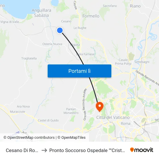 Cesano Di Roma to Pronto Soccorso Ospedale ""Cristo Re"" map
