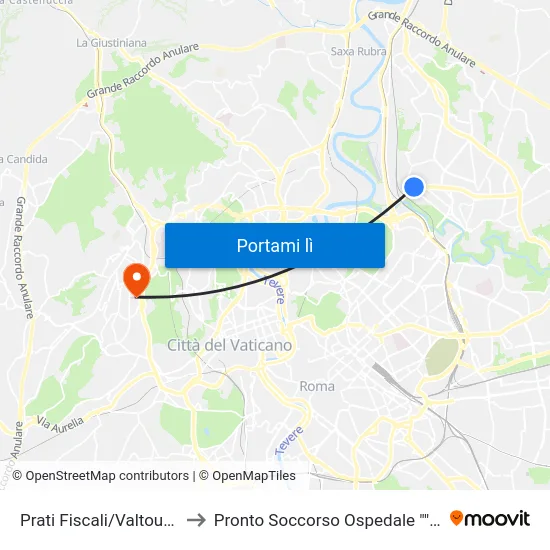 Prati Fiscali/Valtournanche to Pronto Soccorso Ospedale ""Cristo Re"" map