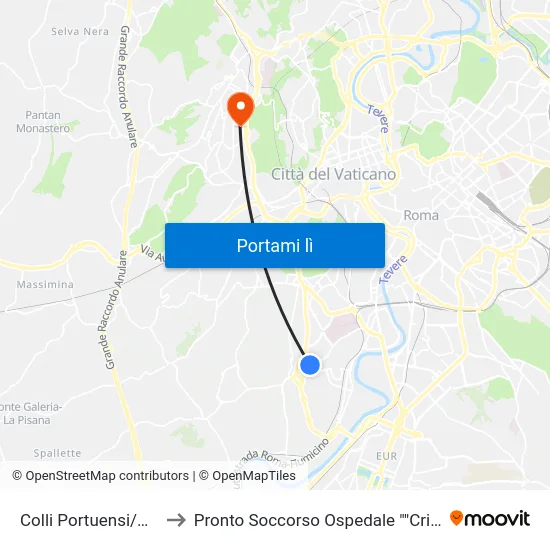Colli Portuensi/Artom to Pronto Soccorso Ospedale ""Cristo Re"" map