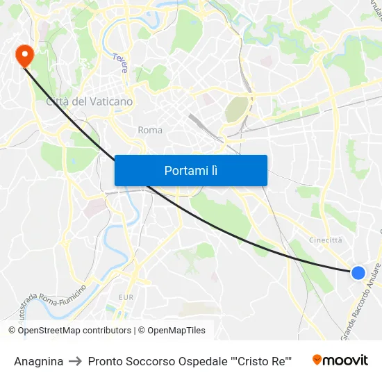 Anagnina to Pronto Soccorso Ospedale ""Cristo Re"" map