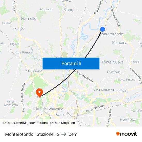 Monterotondo | Stazione FS to Cemi map