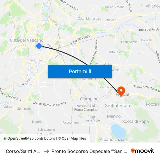 Corso/Ss. Apostoli to Pronto Soccorso Ospedale "San Sebastiano" map