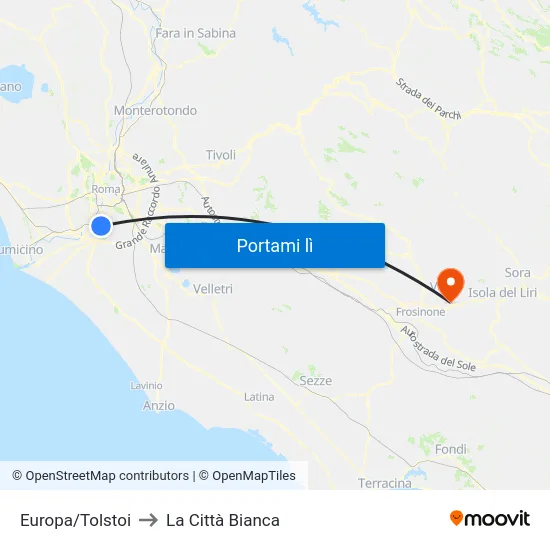 Europa/Tolstoi to La Città Bianca map