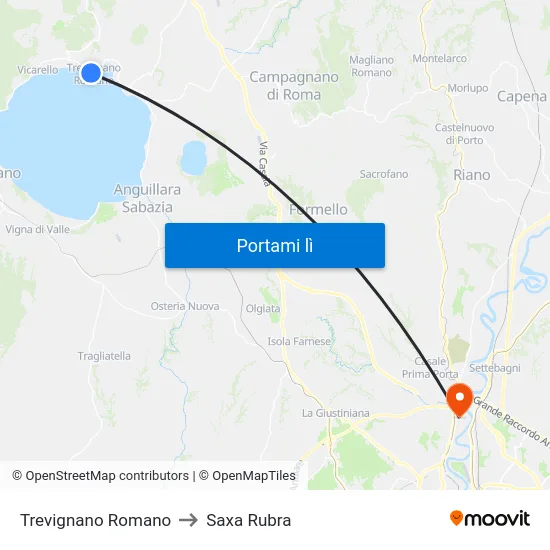 Trevignano Romano to Saxa Rubra map