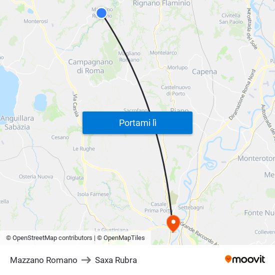 Mazzano Romano to Saxa Rubra map