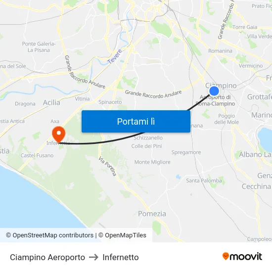 Ciampino Aeroporto to Infernetto map