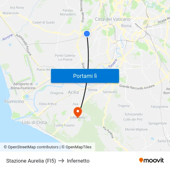 Stazione Aurelia (Fl5) to Infernetto map