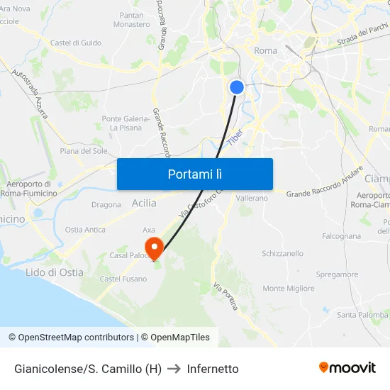 Gianicolense/S. Camillo (H) to Infernetto map