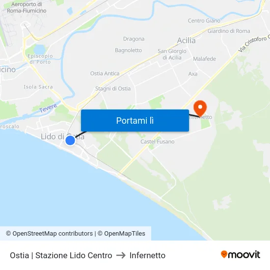 Ostia | Stazione Lido Centro to Infernetto map