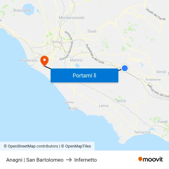 Anagni | San Bartolomeo to Infernetto map