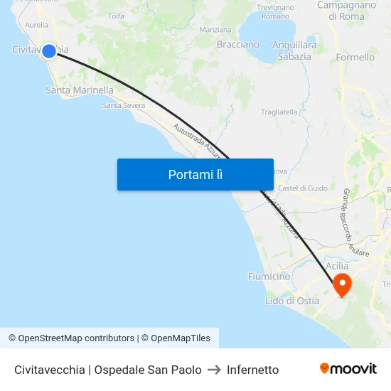 Civitavecchia | Ospedale San Paolo to Infernetto map