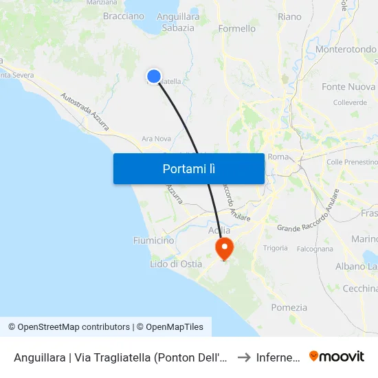 Anguillara | Via Tragliatella (Ponton Dell'Elce) to Infernetto map