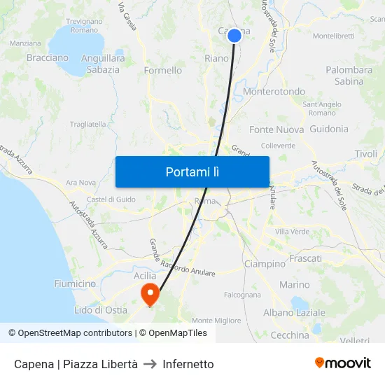 Capena | Piazza Libertà to Infernetto map