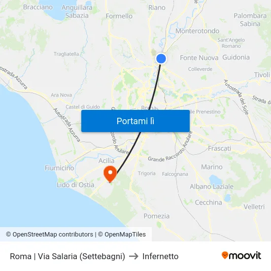 Roma | Via Salaria (Settebagni) to Infernetto map