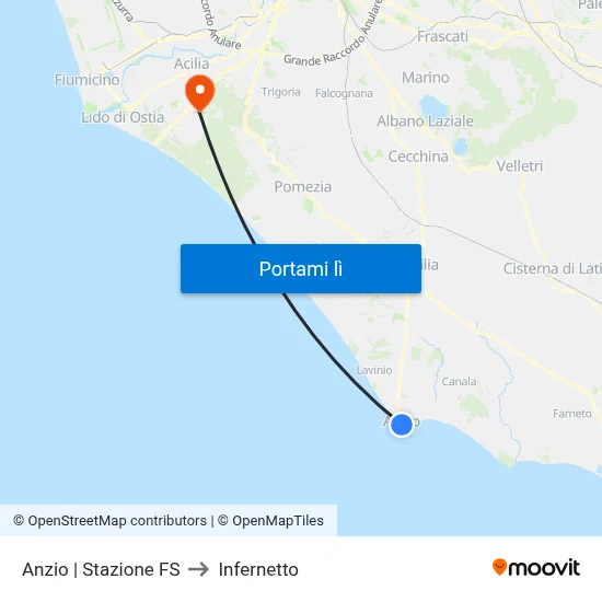 Anzio | Stazione FS to Infernetto map
