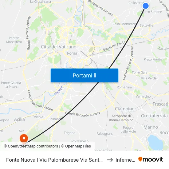 Fonte Nuova | Via Palombarese Via Santa Lucia to Infernetto map