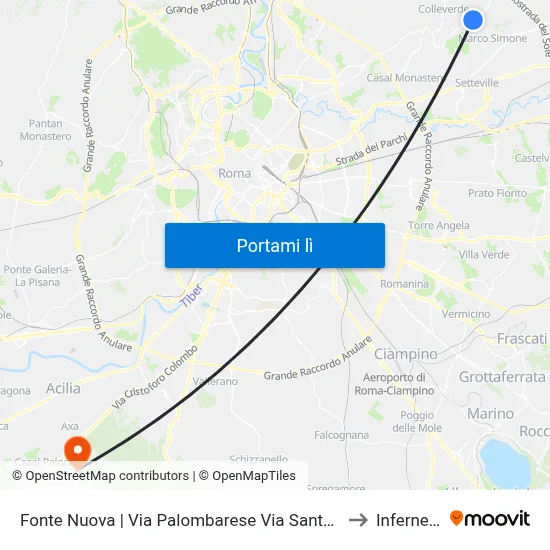 Fonte Nuova | Via Palombarese Via Santa Lucia to Infernetto map