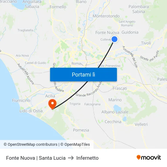 Fonte Nuova | Santa Lucia to Infernetto map