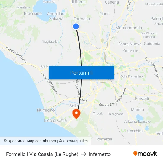 Formello | Via Cassia (Le Rughe) to Infernetto map