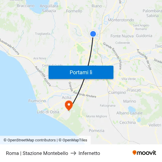 Roma | Stazione Montebello to Infernetto map
