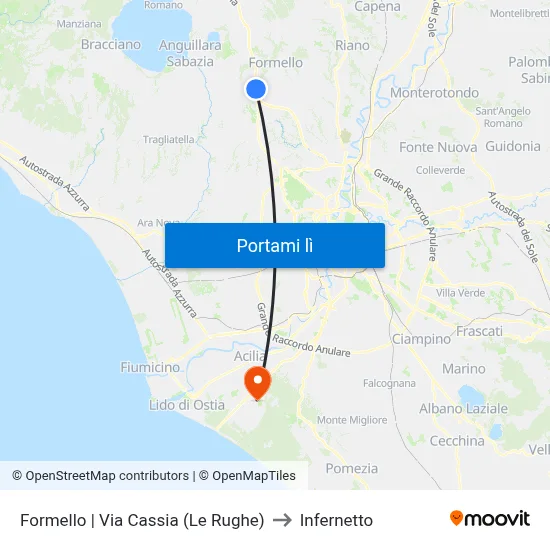 Formello | Via Cassia (Le Rughe) to Infernetto map