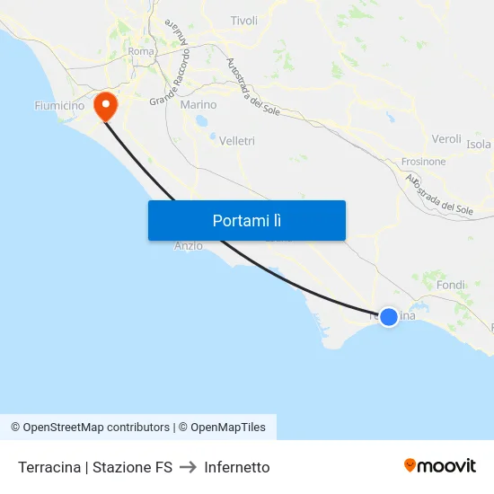Terracina | Stazione FS to Infernetto map