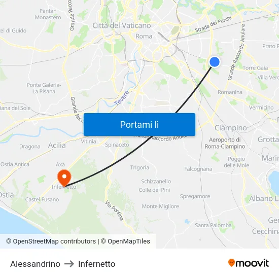 Alessandrino to Infernetto map