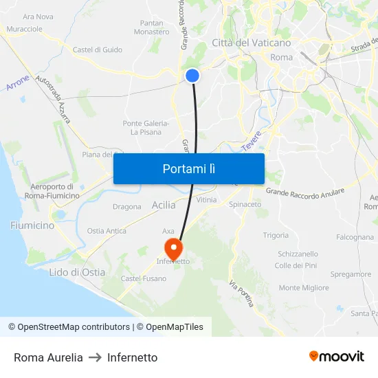 Roma Aurelia to Infernetto map