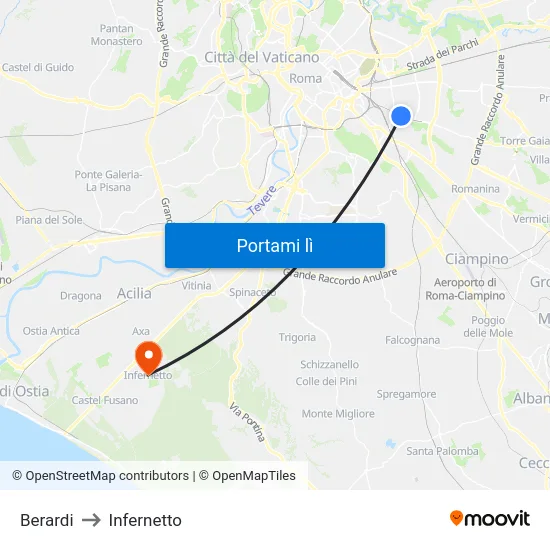 Berardi to Infernetto map