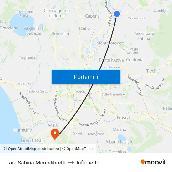 Fara Sabina-Montelibretti to Infernetto map