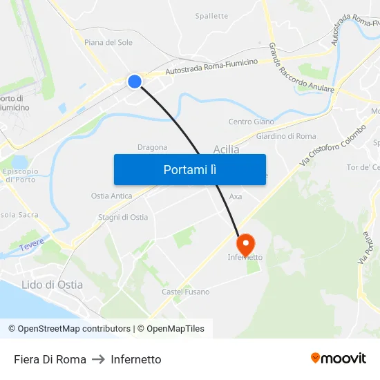 Fiera Di Roma to Infernetto map