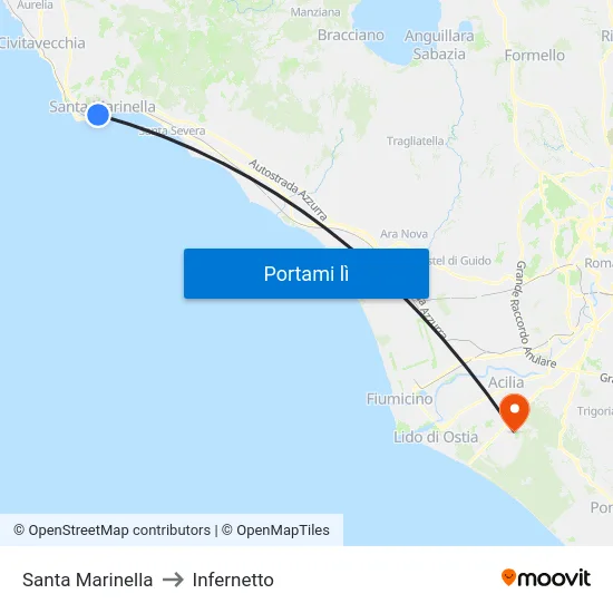 Santa Marinella to Infernetto map