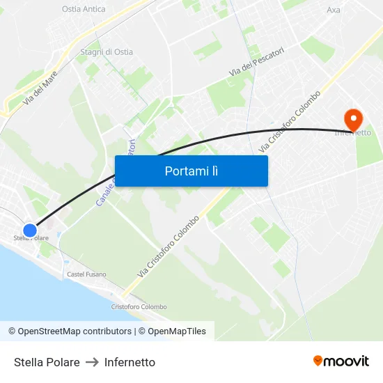 Stella Polare to Infernetto map