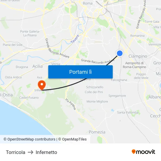 Torricola to Infernetto map