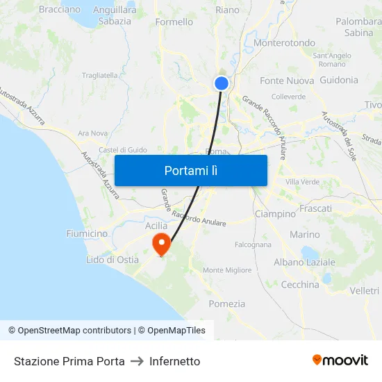 Stazione Prima Porta to Infernetto map