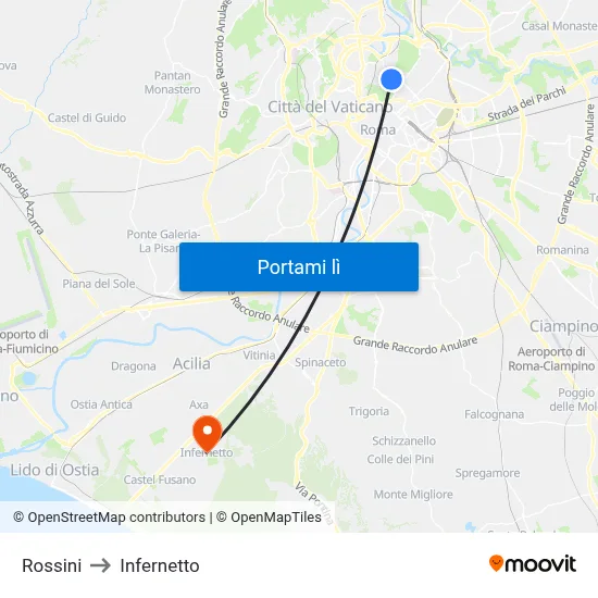 Rossini to Infernetto map