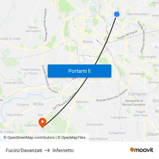 Fucini/Davanzati to Infernetto map