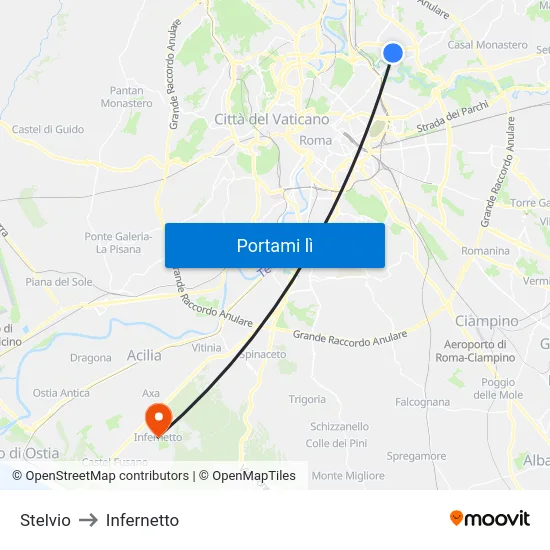 Stelvio to Infernetto map