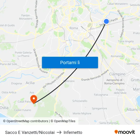 Sacco E Vanzetti/Niccolai to Infernetto map
