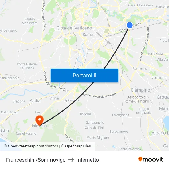 Franceschini/Sommovigo to Infernetto map