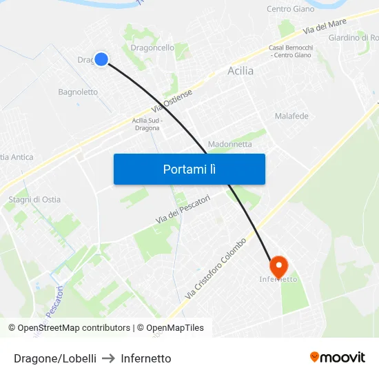 Dragone/Lobelli to Infernetto map