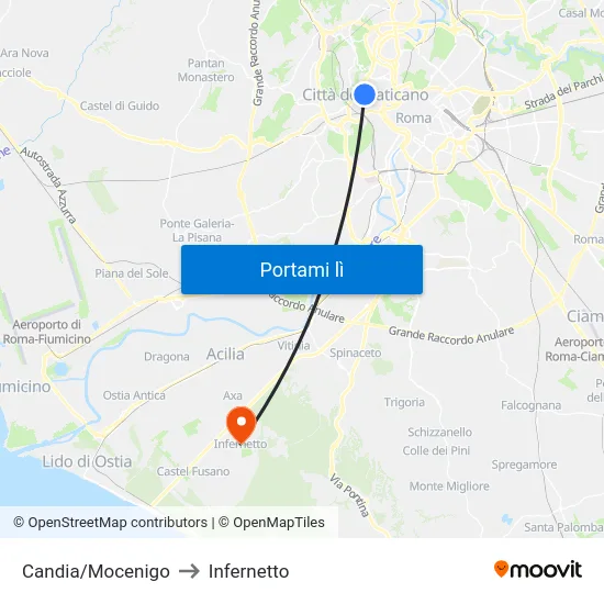 Candia/Mocenigo to Infernetto map