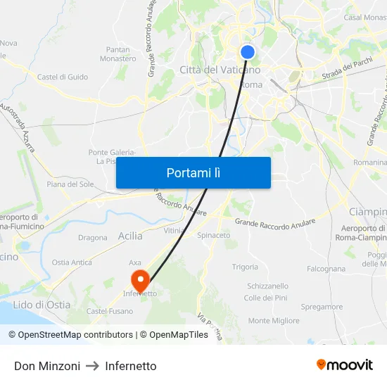 Don Minzoni to Infernetto map
