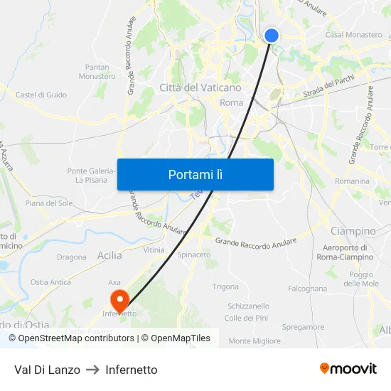Val Di Lanzo to Infernetto map
