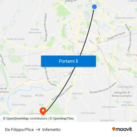 De Filippo/Pica to Infernetto map