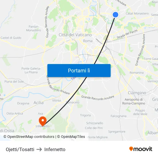 Ojetti/Tosatti to Infernetto map